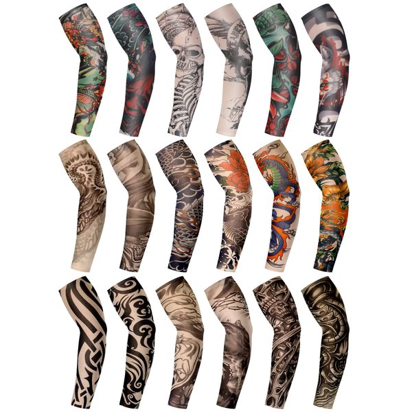 Geyoga 18 Pcs Tattoo Sleeves for Men Arm Sleeves Temporary Tattoo Sleeves Set Arts Fake Tattoo for Women to Cover Arms (Vivid Pattern,Medium)