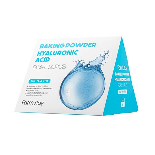 FARMSTAY BAKING POWDER HYALURONIC ACID PORE SCRUB - Soft Exfoliation - Pore Cleansing - AHA,BHA,PHA - 7g X 25pcs