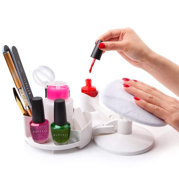 Makartt Nail Stand Hand Rest for Nails, Manicure Supplies, Nail Station Foot Rest for Pedicure with Multi Angle & Polish Trays, Nail Polish Stand Nail supplies for Salon Home DIY