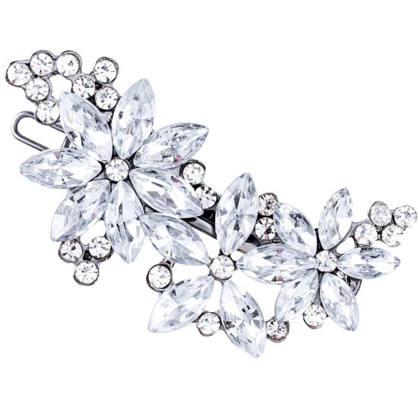 Isslly Rhinestone Flower Hair Clip, Sparkle Silver Bridal Hair Barrette, Elegant Crystal Headpiece for Women, Girls, Brides for Wedding, Parties, Festivals