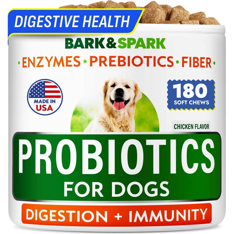 BARK&SPARK Dog Probiotics for Digestive Health w/Enzymes & Fiber ...