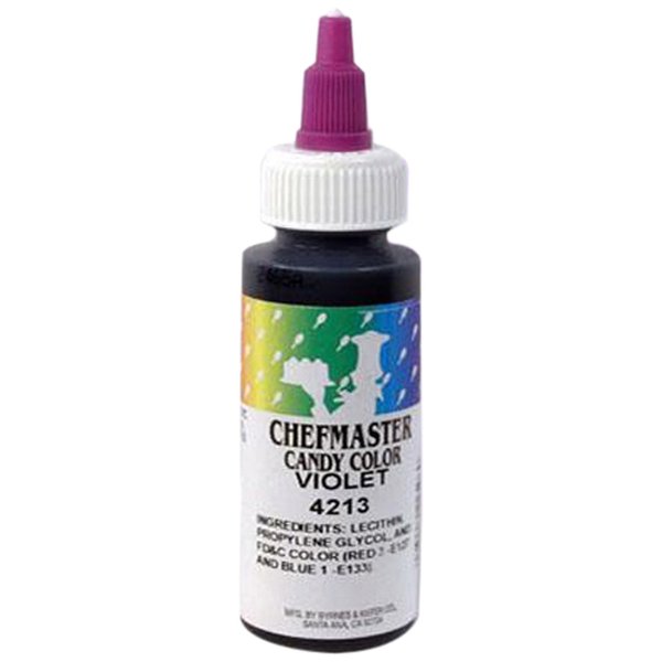 Chefmaster Violet Candy Color | True-Tone Shades | Oil-Based | Professional-Grade Dye | Chocolate, Strawberries, Cake Pops | Decorating | Easy-to-Use | Manufactured in the USA | 2 oz