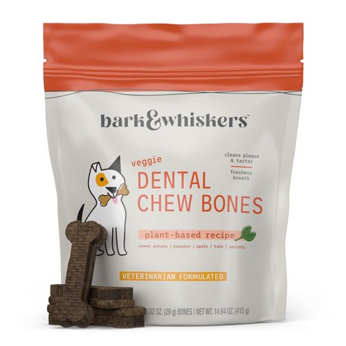 Dr. Mercola Bark & Whiskers Dental Chew Bones, 1.02 Oz. (29 g), 15 Bones, Freshens Breath & Reduces Plaque, Veterinarian Formulated, Non-GMO