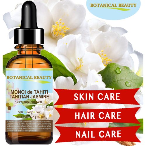MONOI de TAHITI TAHITIAN JASMINE OIL Natural PURE BOTANICALS. 2 Fl.oz.- 60 ml. For Skin, Hair and Nail Care.