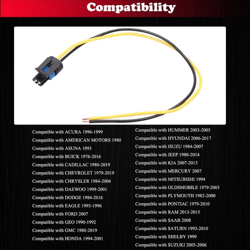 HOPUT 2pcs PT2386 Professional Multi-Purpose Pigtail 88862305 88987183 85100 Enigine Coolant Temperature Sensor Connector Harness/Headlamp Headlight Connector