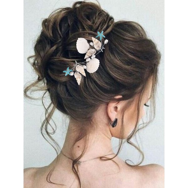 Brishow Beach Wedding Hair Pins Shell Bridal Hair Clips Starfish Bride Hair Accessories Sea Party Costume Hair Piece for Women and Girls