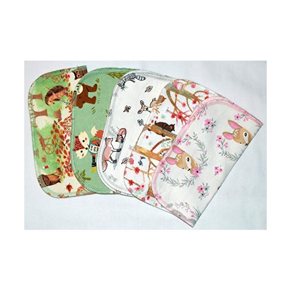 2 Ply Printed Flannel 8x8 Inches Set of 5 Sweet Woodland Animals