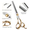 Hair Cutting Scissors Kit, Hair Scissors Professional Stainless Steel Haircut Scissors with Hair Shears, Thinning Shears, Haircut Accessories in Leather Case for Barber/Home 12PCS Gold Silver