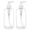 BRIGHTFROM Plastic Bottles with Pump Dispenser, 8 OZ Empty, BPA Free Refillable Containers for Body Wash, Moisturizer, Face Cream, Liquid Soap - Clear/White - 2 Pack