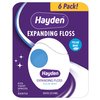 Hayden Expanding Dental Floss | 6 Pack | Polar Mint Woven Floss with Anti Tartar Actives for Gentle Care | 180 Yards