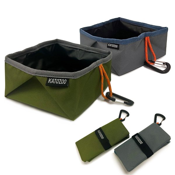 KATOZOO Travel Dog Bowls, 2 Pack 60oz Collapsible Dog Bowls for Food and Water