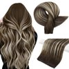 Full Shine Genius Weft Hair Extensions Sew In Extensions Straight Hair Color Darkest Brown To Platinum Blonde Mix Darkest Brown Human Hair Extensions Sew In Hand Tied Hair Extensions 18 Inch