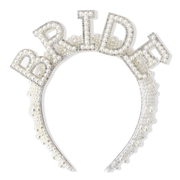 Bride To Be Headband Hen Do Accessories Bride To Be Gifts Hen Party Hairband Bridal Shower Decorations White Artificial Pearl Wedding Engagement Hen Night Bachelorette Party Headband