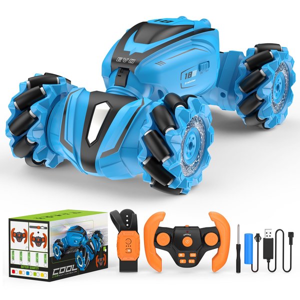 AONGAN RC Crawler, Remote Control High-Speed Stunt Car with 360° Flips and Drifts, Gesture Control, 2.4Ghz Rechargeable RC Car - Perfect Christmas Birthday Gift for Kids Age 6+ Years Old (Blue)