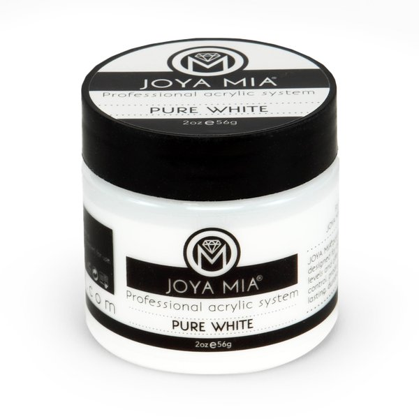 Acrylic Powder for Nails, Super Adhesion Acrylic Nail Powder, Professional Colored Acrylic Nail Powder for Flawless & Beautiful Acrylic Nail Enhancements, Pure White, 2 oz - Joya Mia
