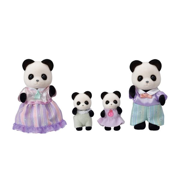 Calico Critters Pookie Panda Family - Set of 4 Collectible Doll Figures for Children Ages 3+