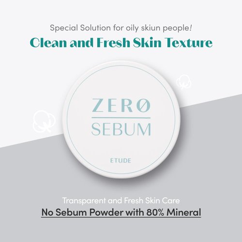 ETUDE Zero Sebum Drying Powder 4g New (23AD) | Korean Lightweight Oil Control No Sebum Loose Face Translucent Powder with 80% Mineral | Long Lasting for Setting | K-beauty