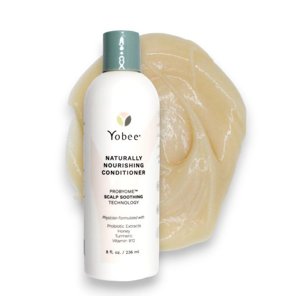 Yobee Naturally Nourishing Hair Conditioner - Dry, Itchy Scalp & Dandruff Relief - Hydrating w/Probiotic extracts, Honey, Turmeric, Vitamin B12, Coconut & Avocado Oil - Adults and Children (1)