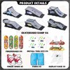 KETIEE Bigger Skate Park Kit: 6 in 1 Finger Skateboard Deck Ramp Set | Ultimate Finger Skatepark Props | Finger Toys with 4 Mini Fingerboards 6 Ramps Shorts Sneakers Display Holder | Gift for Kids