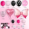 Pink Black Balloon Arch Kit, Mini Mouse Balloon Arch Kit, Pink and Black Polka Dot Balloons Mini Mouse Theme Party Decorations, Mini Balloon Arch for Girls Birthday Party Mini Mouse Party Supplies