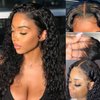 4GIRL4EVER Transparent HD Lace Front Wigs Human Hair Deep Wave Wig 4X4 Lace Closure Human Hair Wigs for Black Women Pre Plucked Brazilian Hair 180% Density Natural Color (26 Inch)