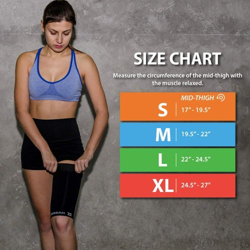 Zensah Thigh Compression Sleeve – Hamstring Support, Quad Wrap for Men and Women - Great for Running, Sports, Groin Pulls (Medium, Midnight Black)