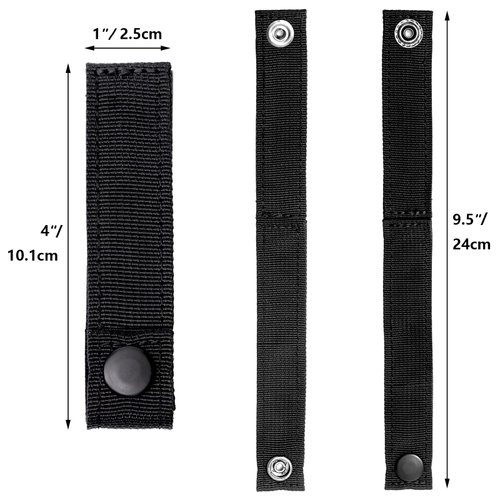 VEPKOIT Molle Straps with Snaps 4 inch, Tactical Mod Strap Molle Webbing Straps, Military Backpack Molle Accessories Snap Strap, Outdoor Bag Nylon Thumb Molle Connectors - 4 PCS(Black)