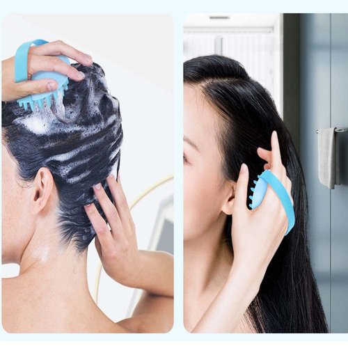 AMSDCN Scalp Massager Shampoo Brush with Soft and Flexible Silicone bristles for Hair Care and Head Relaxation, Ergonomic Scalp Washer/exfoliator for Dandruff Removal and Hair Growth (Pink)