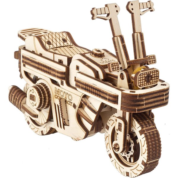 UGEARS Wood Motorcycle Model Kit - Moto Compact Folding Scooter 3D Puzzles for Adults - 3D Puzzle Model Kits for Adults (Rides 6 feet) - Self-Propelled Two-Wheeled Scooter 3D Wooden Puzzles