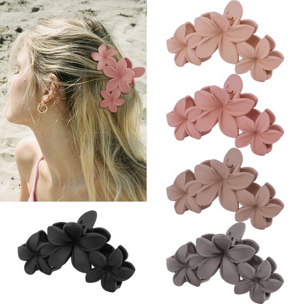 Canitor Flower Claw Clips for Women Flower Hair Clips for Thick Thin Hair Hawaiian Plumeria Flower Clip Cute Hair Clips Summer Beach Hair Accessories Teen Girl Gifts Trendy Stuff