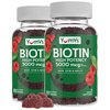 YumVs Biotin Gummies 5000mcg - Luscious Raspberry Flavor - Thicker Faster Hair Growth Gummies for Women or Men - Hair, Skin & Nails Vitamins - Hair Gummies - Vegetarian Biotin Supplement (60 Ct., 2pk)