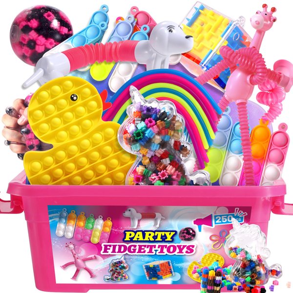 Fidget Toys Set,Party Favors for Kids,Stocking Stuffers,Treasure Box Chest,Birthday Party,Classroom Carnival Prizes,Sensory Toy Stress Relief & Anxiety Relief Tools Bundle Adults, Autistic ADHD Toys