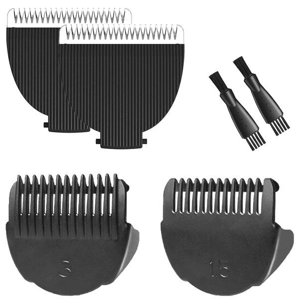 2 Pack Replacement Blades and Protecting Guards for Meridian Trimmer, Compatible with Meridian Body Hair Trimmer(Sage, Onyx, Ocean, Lava), Fit for Meridian Trimmer Blades for Meridian Shaver
