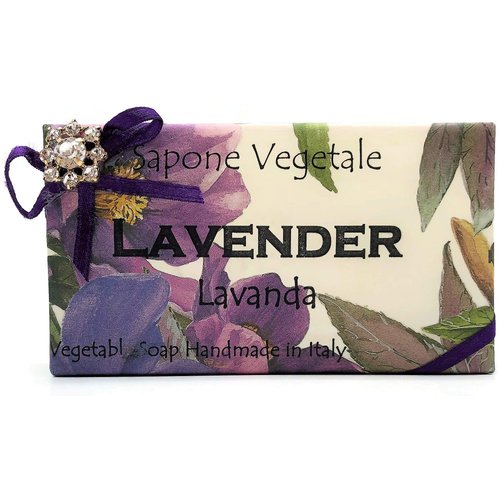 Alchimia Jeweled Lavender Vegetable Soap Handmade In Italy - 10.5 oz Soap Bar
