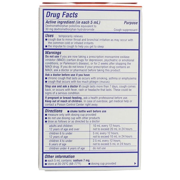 Delsym Adult Cough Suppressant Orange Flavored Liquid, 3 oz (Pack of 6)
