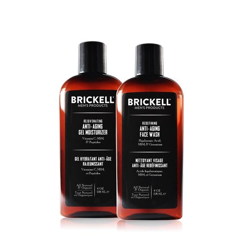 Brickell Men's Products Enhancing Gel Anti-Aging Routine, Gel Facial Cleanser and Gel Face Moisturizer, Men's Skin Care Gift Set