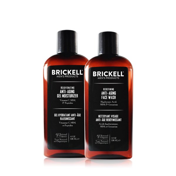 Brickell Men's Products Enhancing Gel Anti-Aging Routine, Gel Facial Cleanser and Gel Face Moisturizer, Men's Skin Care Gift Set