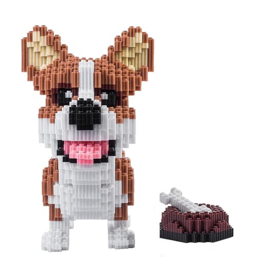 AHZILEI Corgi and Food Mini Bricks Building Kit - A Must-Have 3D Toy Model for Dog Lovers for Adult, Kid Educational Building Particle Building Blocks Toy Kit, Boys Girls Toys and Gifts(4800pcs)