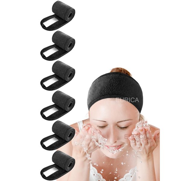 EUICAE Spa Headband Hair Wrap Sweat Headband Head Wrap Hair Towel Wrap Non-slip Stretchable Washable Makeup Headband for Face Wash Facial Treatment Sport Fits All White (Black)