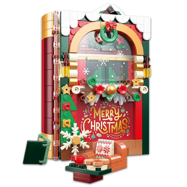 Christmas Expandable Fairytale Books Toys Building Blocks Sets. Christmas Trees, Trains, Fireplaces for Sons, Grandchildren, Nieces, Building Toys for Christmas, Birthday, New Year Gifts-526 PCS