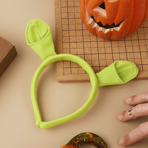 XIHIRCD Green Headband, Plush Animal Ears Headband with Ears Horns Headband Cute Decorative Headbands Alien Headband for Party Decorations Christmas Cosplay Costume