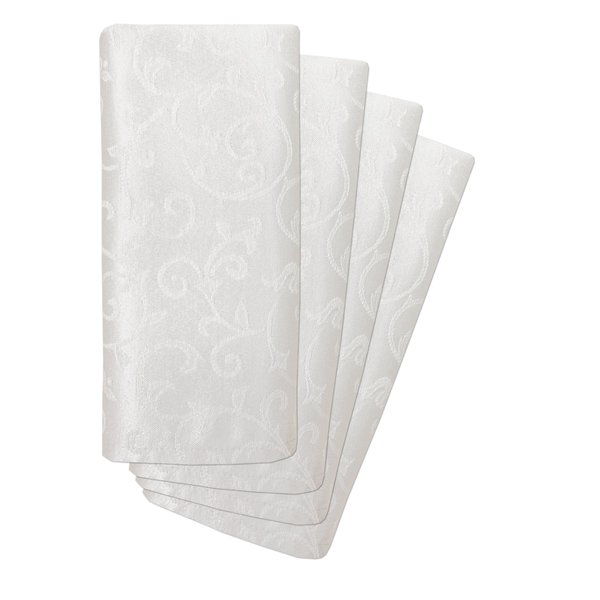 Lenox Opal Innocence Cloth Napkins Reusable Dinner Machine Washable-Set of 4, White, 4