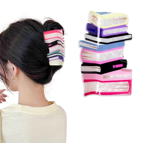 Back to School Hair Claw Clips for Women Pink Teacher Supplies Book Shaped Claw Clips for Styling First Day of School Teacher Cute Hair Accessories Medium Teacher Hair Barrettes for Thick Hair