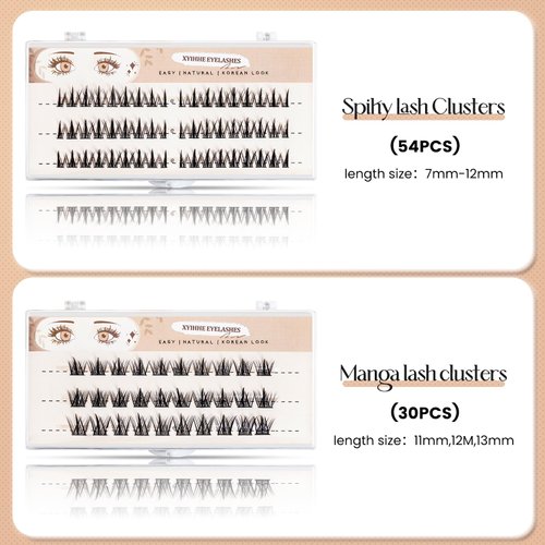 Natural Lash Clusters Wispy Eyelash Clusters C Curl Left&Right Cluster Eyelashes Extensions 132pcs Cluster Lashes DIY Individual Lash Extension Thin Band Cat Eye Lashes