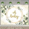 Sage Green Baby Shower Decoration Gender Neutral Baby Shower Decoration with Oh Baby Backdrop Banner,Sage Green Gold Balloon Garland Kit for Eucalyptus Leaf Woodland Baby Boy Girl Party Supplies