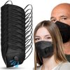 Face Mask Black Disposable Face Mask with breathing-valve 10 Pack | Black Face Mask for Protection 5 Layer Non-Woven | Face Coverings for Men and Women Lightweight and Comfortable on Skin