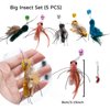 Mooipur Cat Insects Toy Interactive Cat Toy Bug Refills for Cat Wand Toy, 5 Pieces Feather Replacements with Bells for Cat Teaser for Indoor Cats and Kittens, Big Insects Set