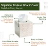 CHI AN HOME 5.9” Capiz Tissue Box Cover, Square Decorative Tissue Holder with Bottom Slider, Handmade Bathroom Accessories, Elegant White Cube for Vanity, Bedroom, Office & Coastal Décor (Natural)