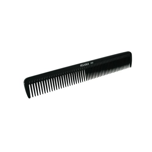 Pegasus 202, 7in Hard Rubber Hair Detangling/Trimmer Course Tooth Comb, Seamless, Smooth Edges, Anti Static, Heat and Chemically Resistant, Everyday Grooming Comb | Peines de goma dura - Black