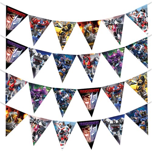 Treasures Gifted Officially Licensed Transformers Birthday Banner Pennants 2 Pack - Transformers Birthday Party Supplies - Transformers Banner - Transformers Birthday Decorations